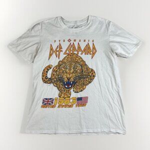Def Leppard 1983 USA Tour Retro T-Shirt 80's RockTee White Sz M Read